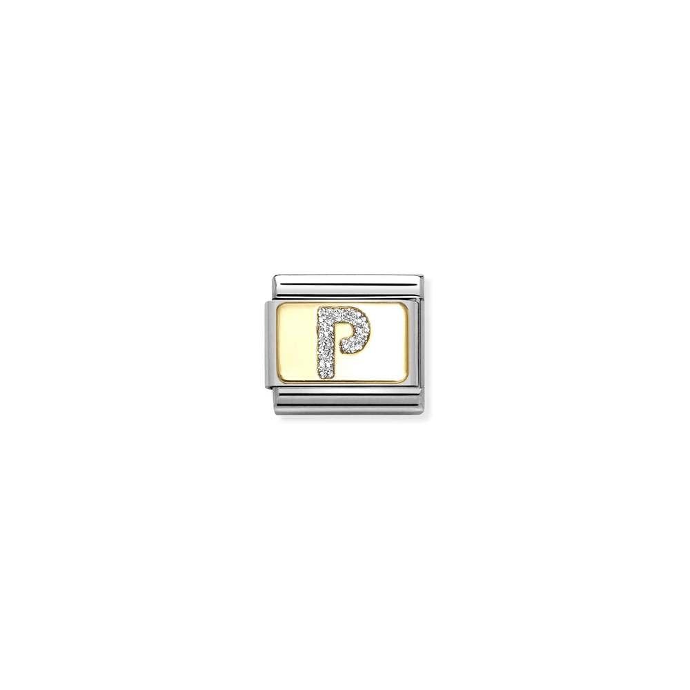 Composable Classic GLITTER LETTER steel, enamel and bonded yellow gold 16 P