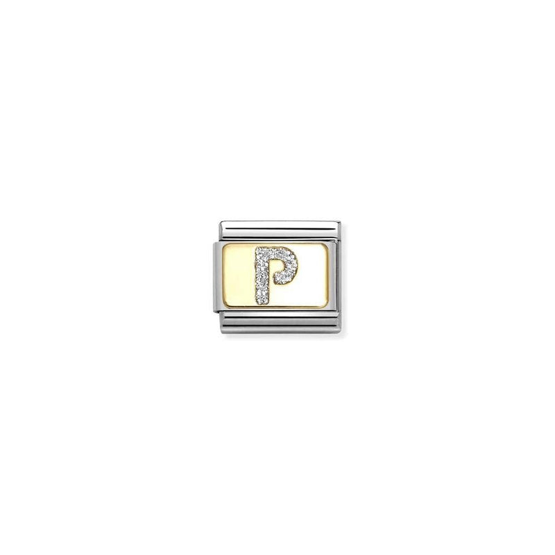 Composable Classic GLITTER LETTER steel, enamel and bonded yellow gold 16 P