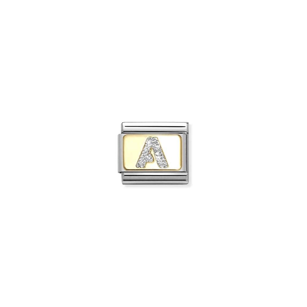 Composable Classic GLITTER LETTER steel, enamel and bonded yellow gold 01 A
