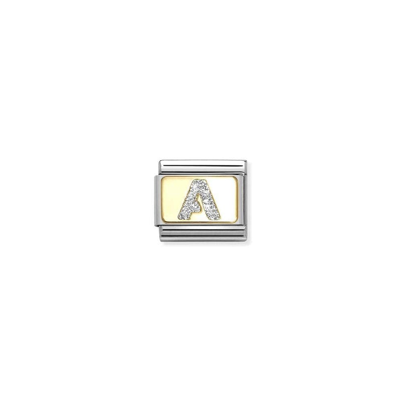 Composable Classic GLITTER LETTER steel, enamel and bonded yellow gold 01 A