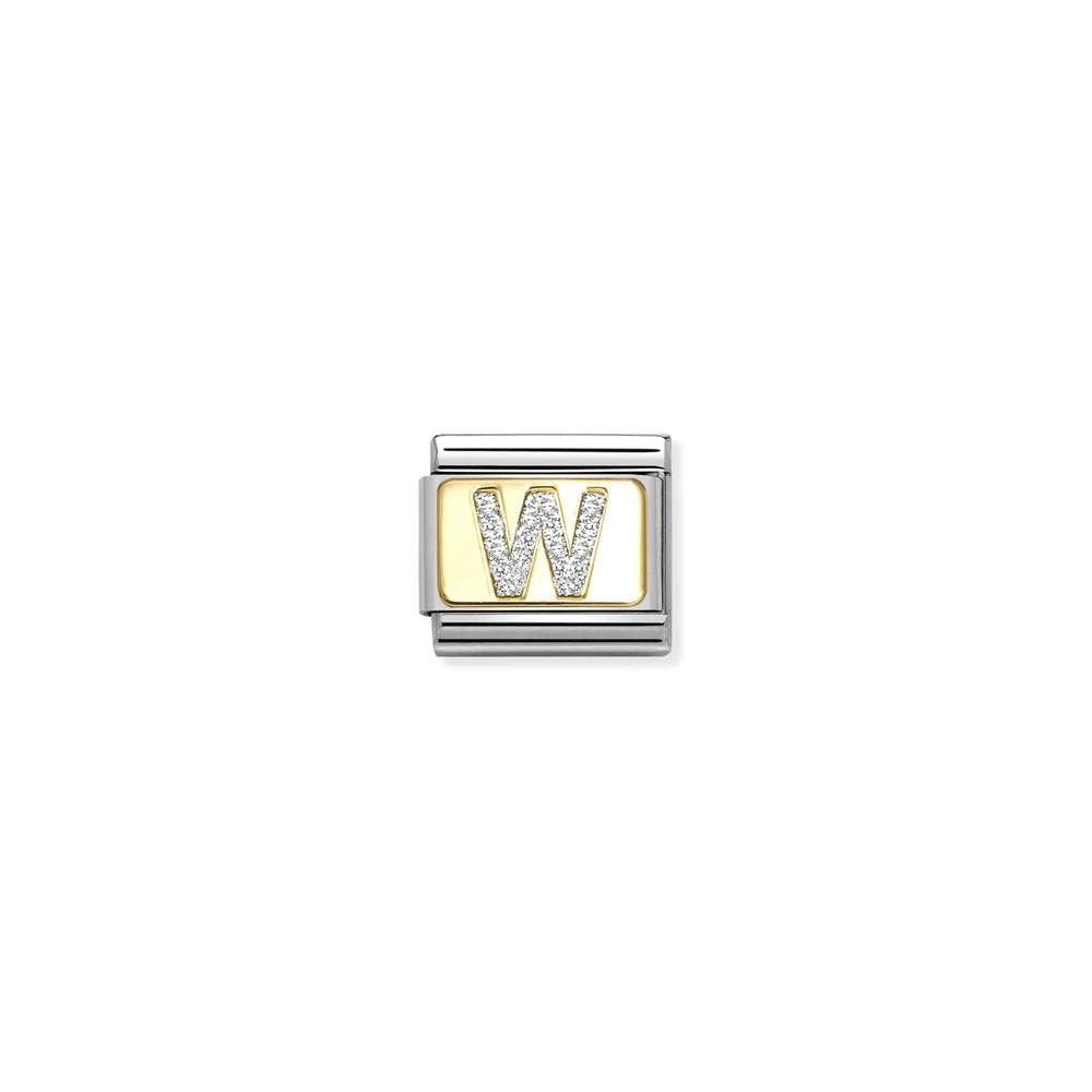 Composable Classic GLITTER LETTER steel, enamel and bonded yellow gold 23 W