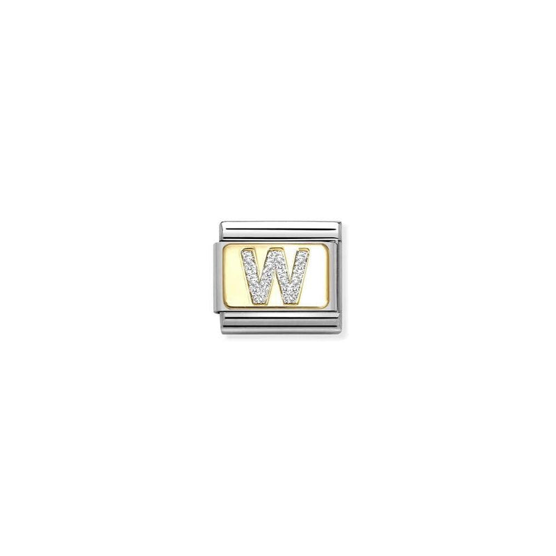 Composable Classic GLITTER LETTER steel, enamel and bonded yellow gold 23 W
