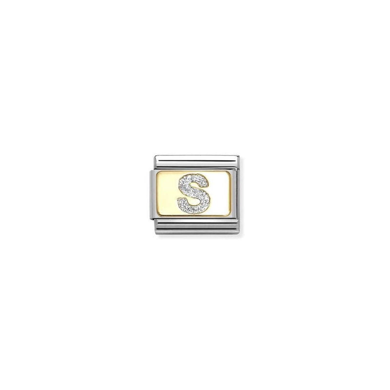 Composable Classic GLITTER LETTER steel, enamel and bonded yellow gold 19 S