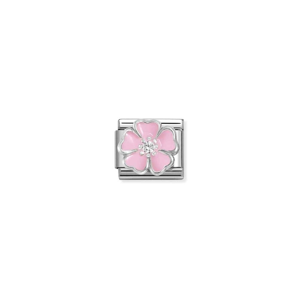 Composable CL SIMBOLS stainless steel, enamel, Cub, Zirc and 925 sterling silver 14 WHITE Rose peach blossom