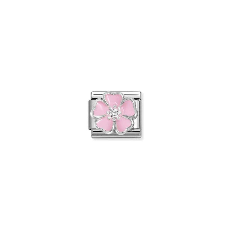 Composable CL SIMBOLS stainless steel, enamel, Cub, Zirc and 925 sterling silver 14 WHITE Rose peach blossom
