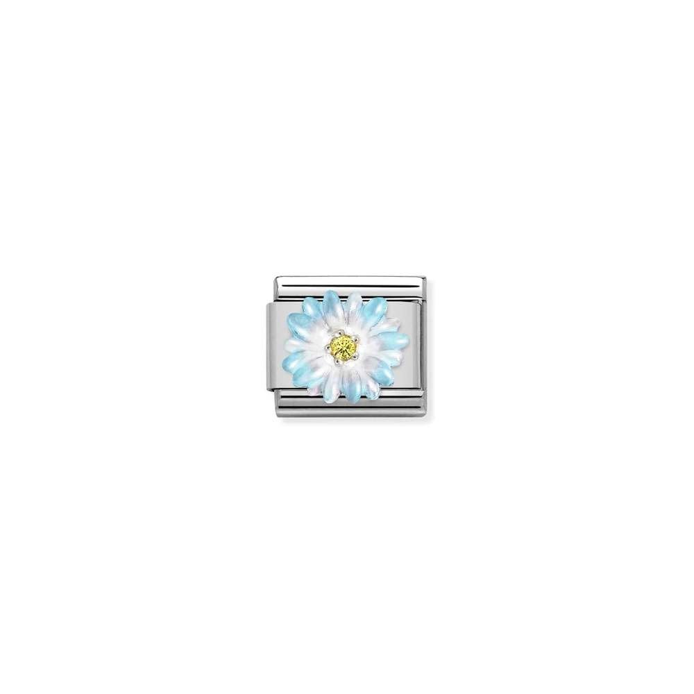 Composable CL SIMBOLS stainless steel, enamel, Cub, Zirc and 925 sterling silver 06 LIGHT BLUE flower