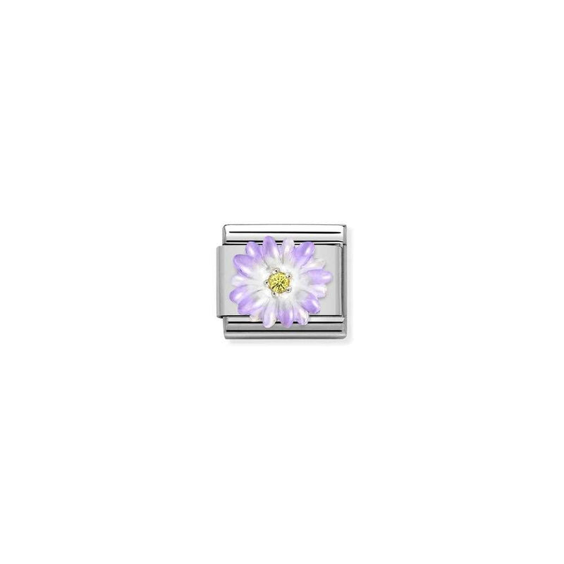 Composable CL SIMBOLS stainless steel, enamel, Cub, Zirc and 925 sterling silver 03 PURPLE flower