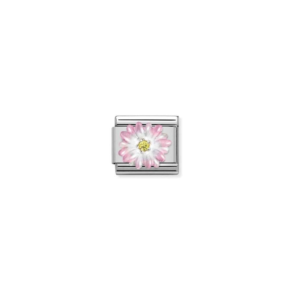 Composable CL SIMBOLS stainless steel, enamel, Cub, Zirc and 925 sterling silver 05 ROSE flower