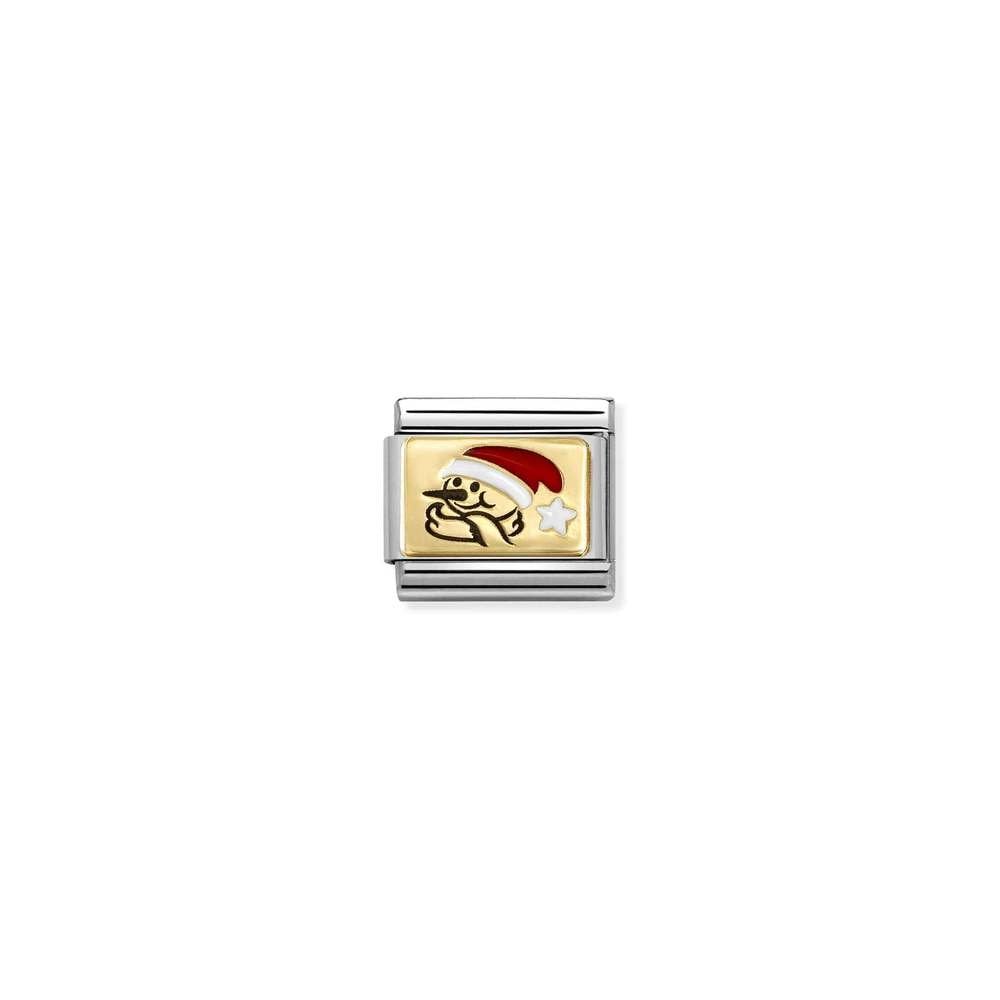 Composable Classic PLATES IC in steel, enamel and bonded yellow gold 12 Snowman RED hat