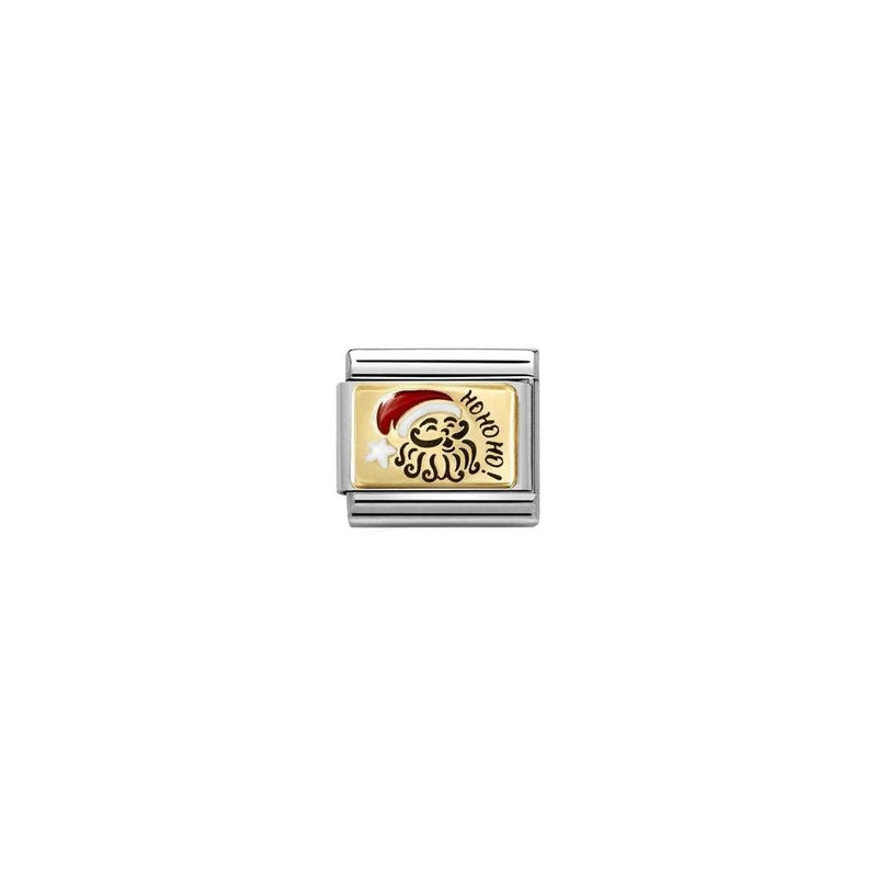 Composable Classic PLATES IC in steel, enamel and bonded yellow gold 10 Santa Claus RED hat