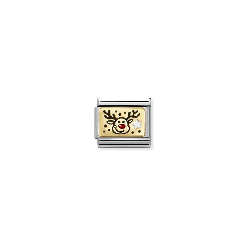 Composable Classic PLATES IC in steel, enamel and bonded yellow gold 11 Reindeer RED nose