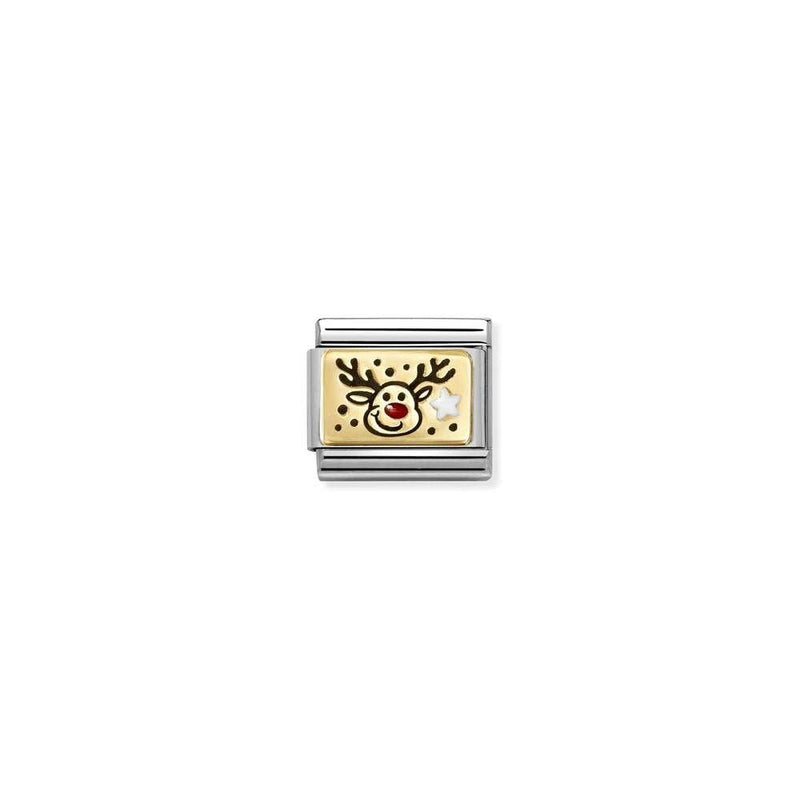 Composable Classic PLATES IC in steel, enamel and bonded yellow gold 11 Reindeer RED nose