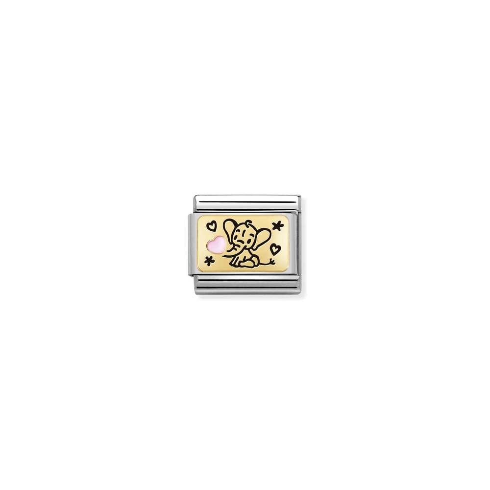 Composable Classic PLATES IC in steel, enamel and bonded yellow gold 03 Rose elephant
