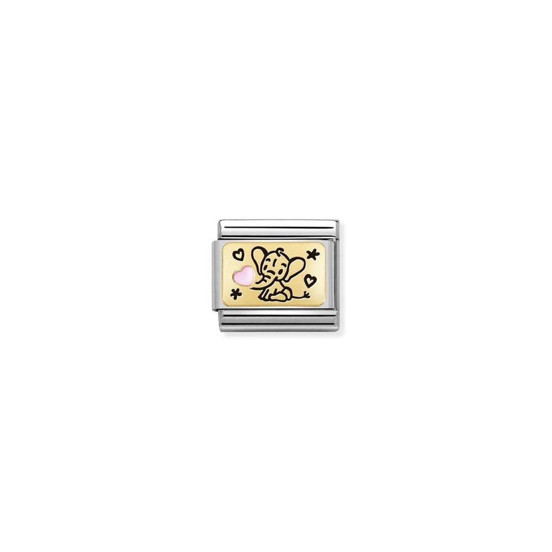 Composable Classic PLATES IC in steel, enamel and bonded yellow gold 03 Rose elephant