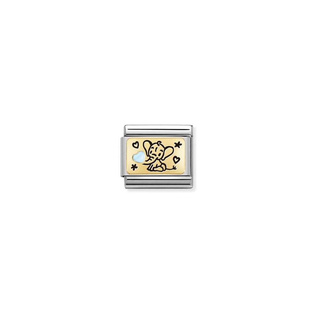 Composable Classic PLATES IC in steel, enamel and bonded yellow gold 04 Light Blue elephant