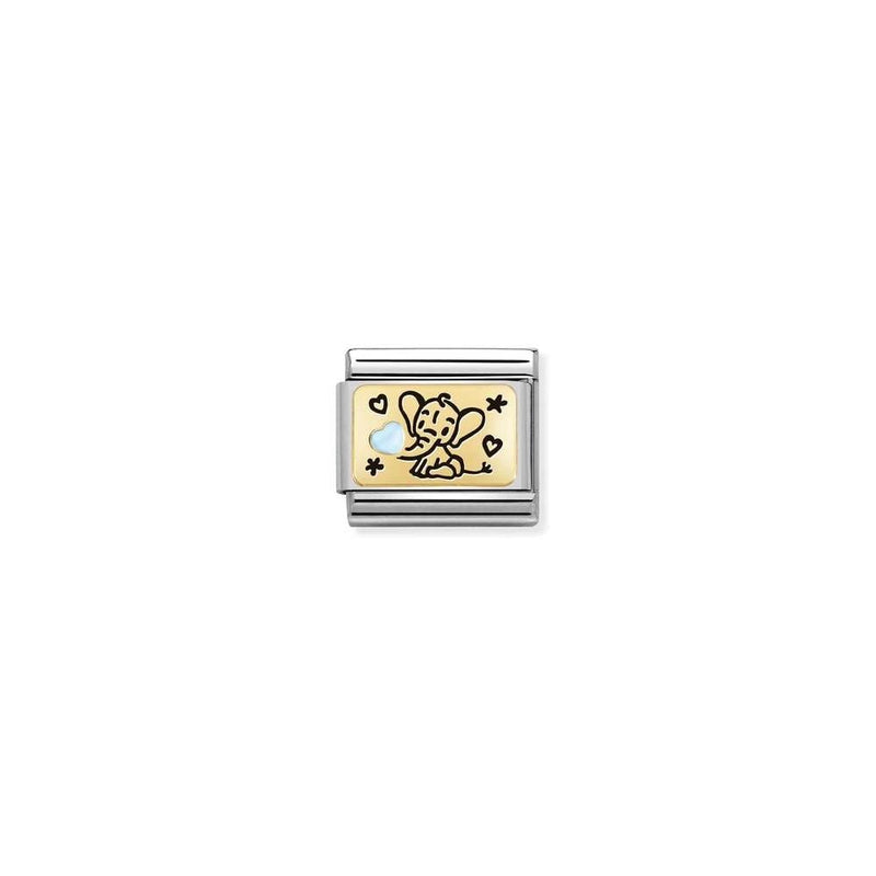 Composable Classic PLATES IC in steel, enamel and bonded yellow gold 04 Light Blue elephant
