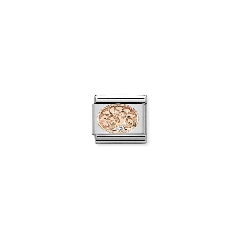 Composable Classic Symbols in stainless steel with 9k rose gold and CZ 12 Tree of Life