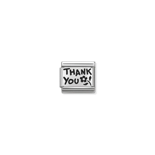 Composable Classic PLATES OXIDIZED steel and 925 sterling silver 42 THANK YOU