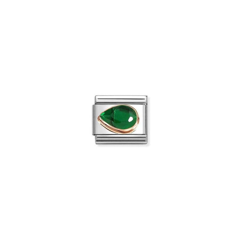 Composable Classic CZ, FACETED LEFT DROP in steel and 9k rose gold 004 GREEN