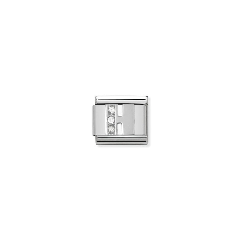 Composable Classic ALPHABETH stainless steel, Cub, zirc and 925 sterling silver 08 H