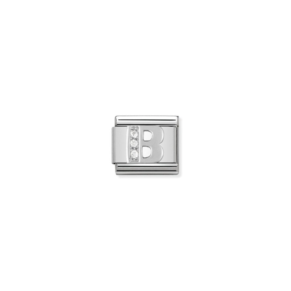 Composable Classic ALPHABETH stainless steel, Cub, zirc and 925 sterling silver 02 B