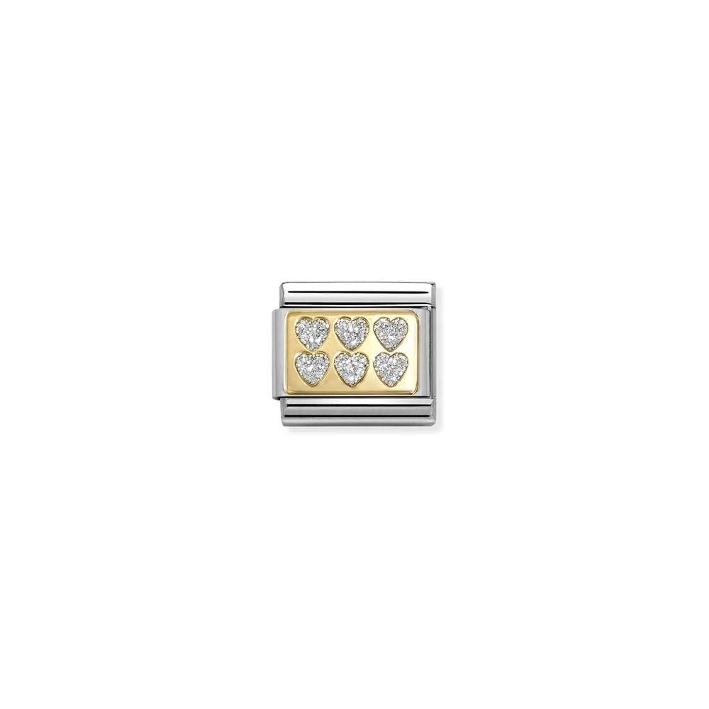 Composable Classic GLITTER PLATES in steel, enamel and bonded yellow gold 08 SILVER hearts online