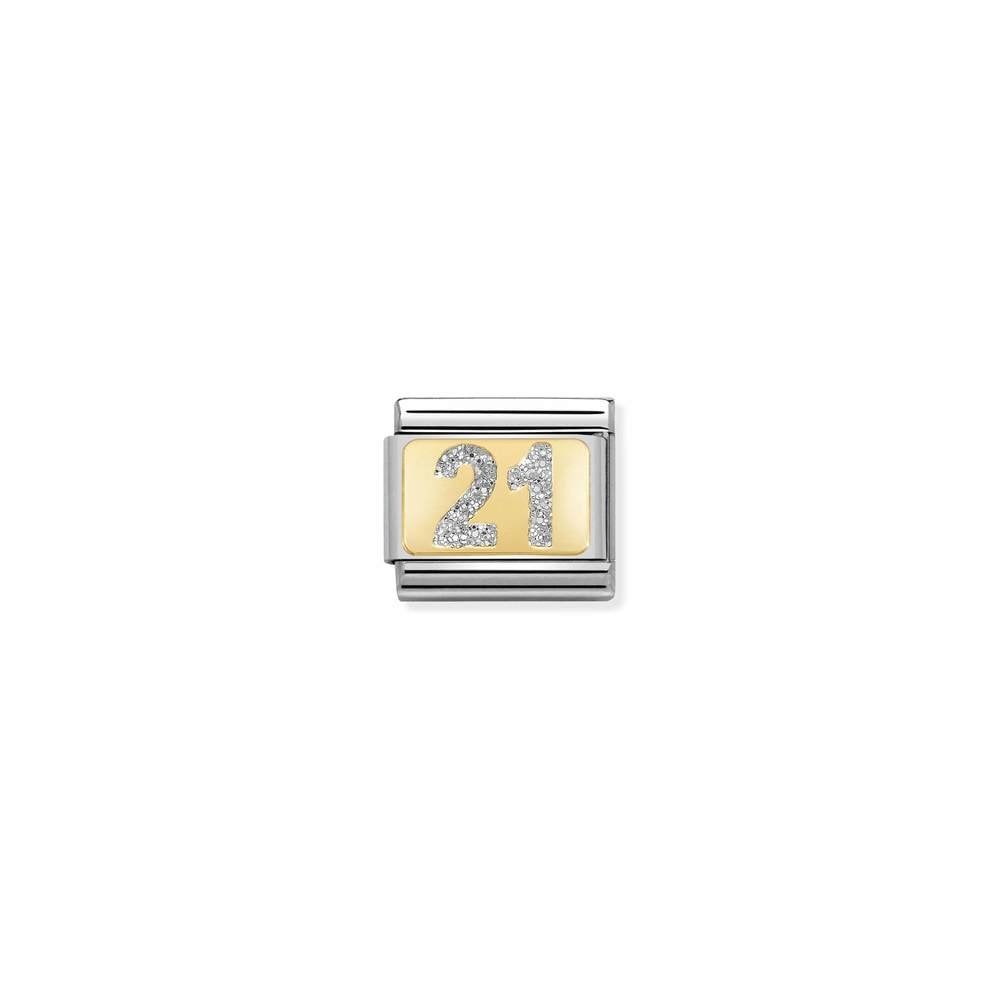 Composable Classic GLITTER PLATES in steel, enamel and bonded yellow gold 02 21 SILVER