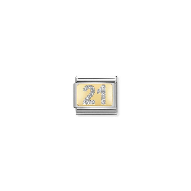 Composable Classic GLITTER PLATES in steel, enamel and bonded yellow gold 02 21 SILVER