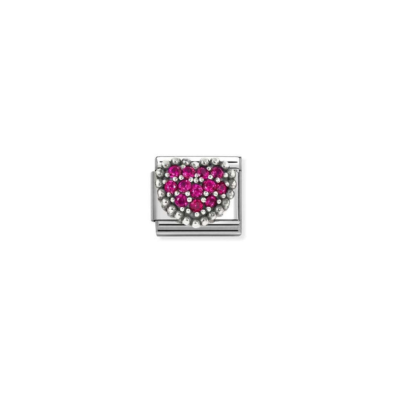 Composable CL OXIDIZED SYMBOLS in steel and Cubic zirconia and silver 925 08 RED dot heart
