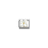 Composable Classic STONE SYMBOLS in steel and bonded yellow gold 02 Flower in WHITE MOTHER OF PEAR