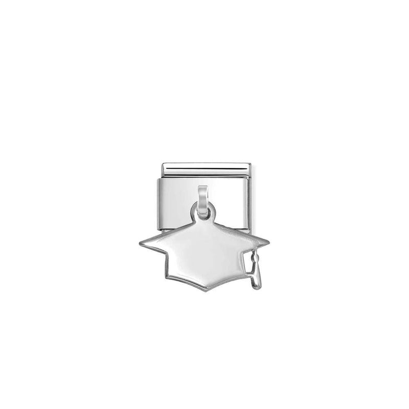 Composable Classic CHARMS PLATES steel and 925 sterling silver 11 Graduation hat pendant