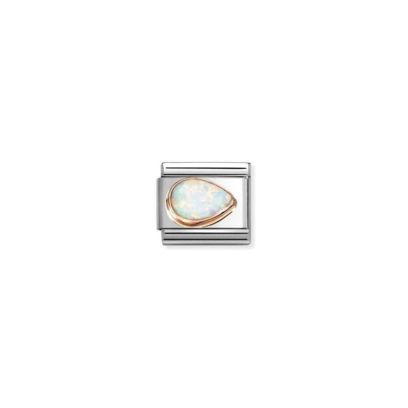 Composable Classic FACETED STONES DROP RIGHT in steel and bonded rose gold 07 WHITE OPAL