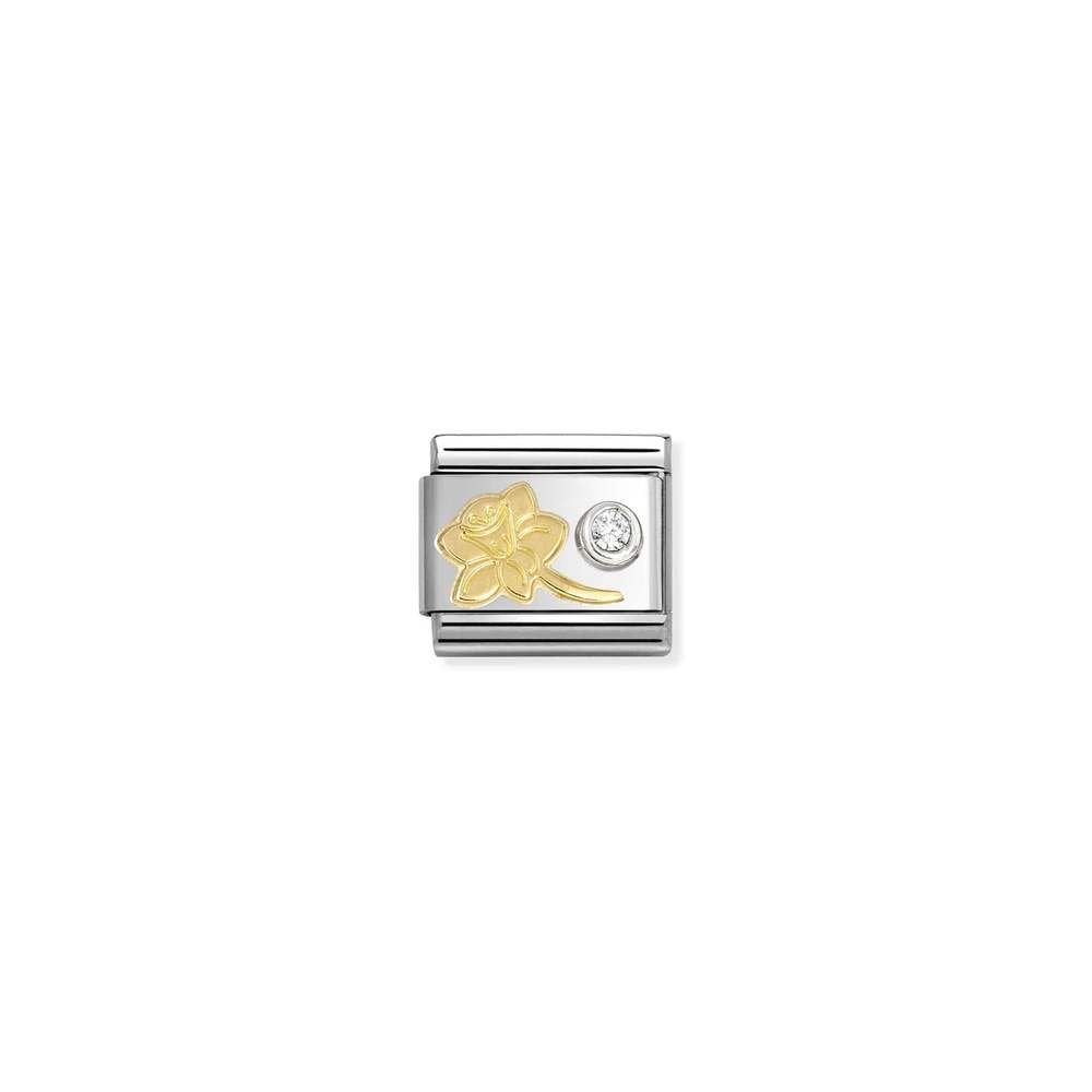 Composable Classic SYMBOLS steel, 750 gold, 925 silver and CZ 05 Narcissus cz WHITE