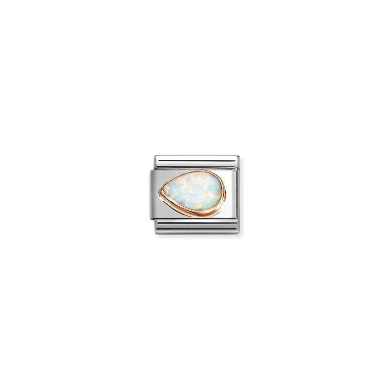 Composable Classic FACETED STONES DROP LEFT in steel and bonded rose gold 07 WHITE OPAL