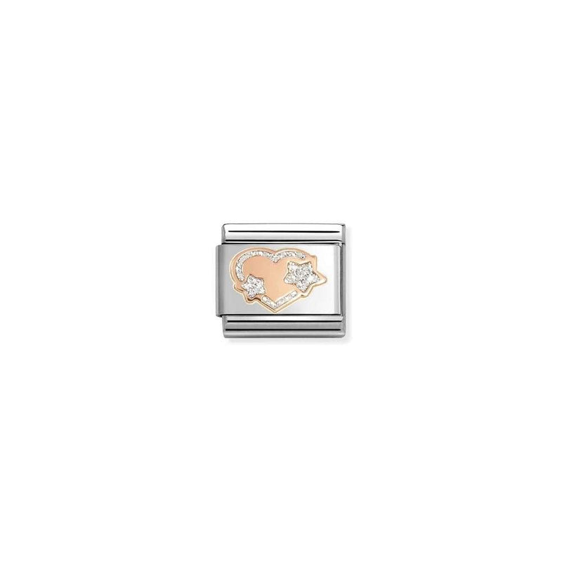 Composable Classic SYMBOLS steel, enamel and 9k rose gold 42 Silver glitter star heart