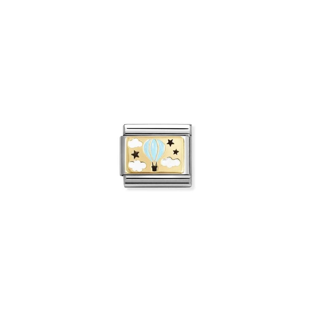 Composable Classic PLATES IC in steel, enamel and bonded yellow gold 17 Hot air balloon BLUE