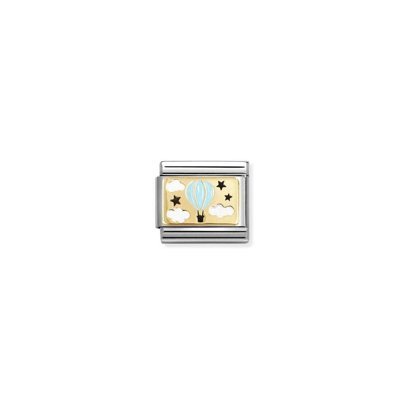 Composable Classic PLATES IC in steel, enamel and bonded yellow gold 17 Hot air balloon BLUE
