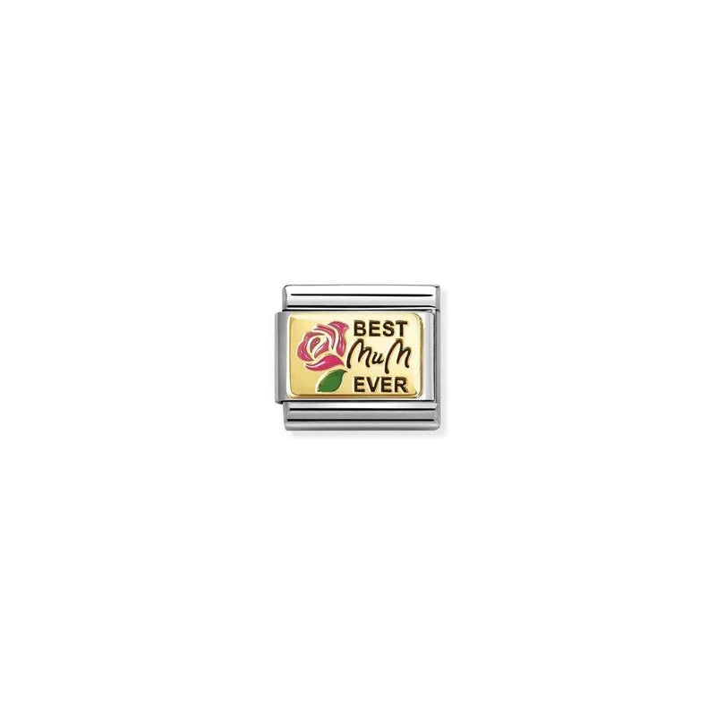 Composable Classic PLATES IC in steel, enamel and bonded yellow gold 14 Best mum ever Rose Rose