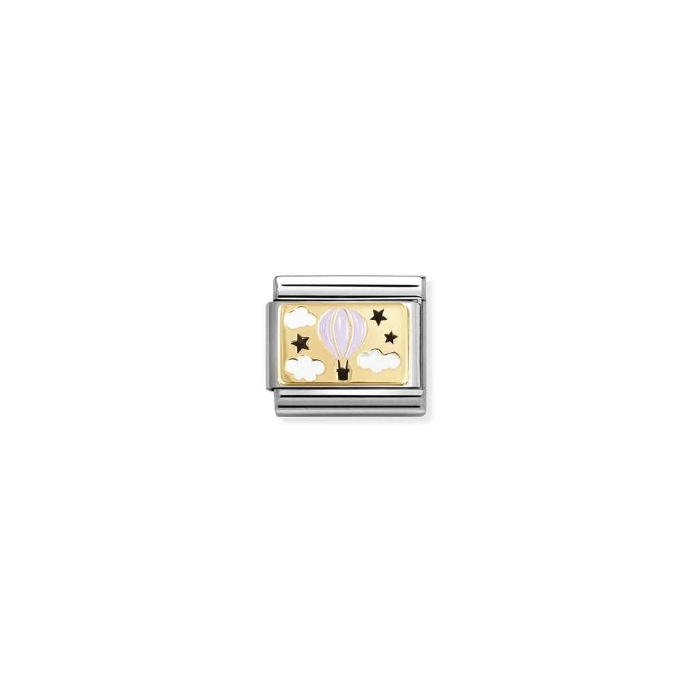 Composable Classic PLATES IC in steel, enamel and bonded yellow gold 16 Hot air balloon Rose