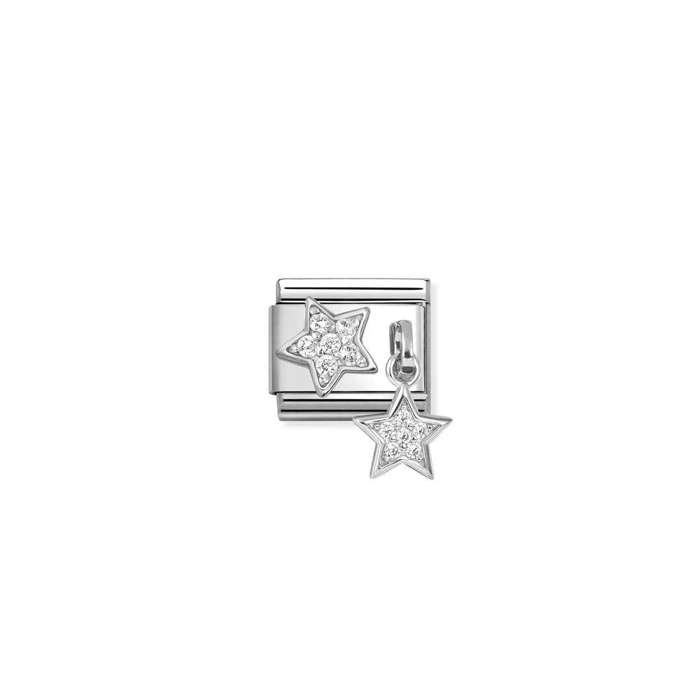 Composable Classic CHARMS steel, 925 silver and cz pavè 16 Star and star