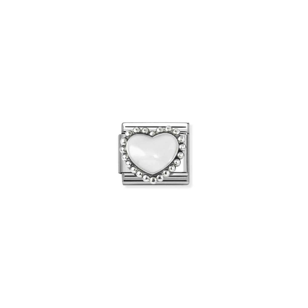 Composable Classic SYMBOLS in stainless steel, enamel and 925 sterling silver 36 White raised heart