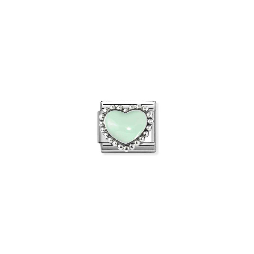 Composable Classic SYMBOLS in stainless steel, enamel and 925 sterling silver 35 Pastel green raised heart