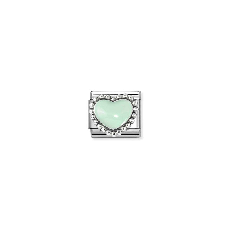 Composable Classic SYMBOLS in stainless steel, enamel and 925 sterling silver 35 Pastel green raised heart