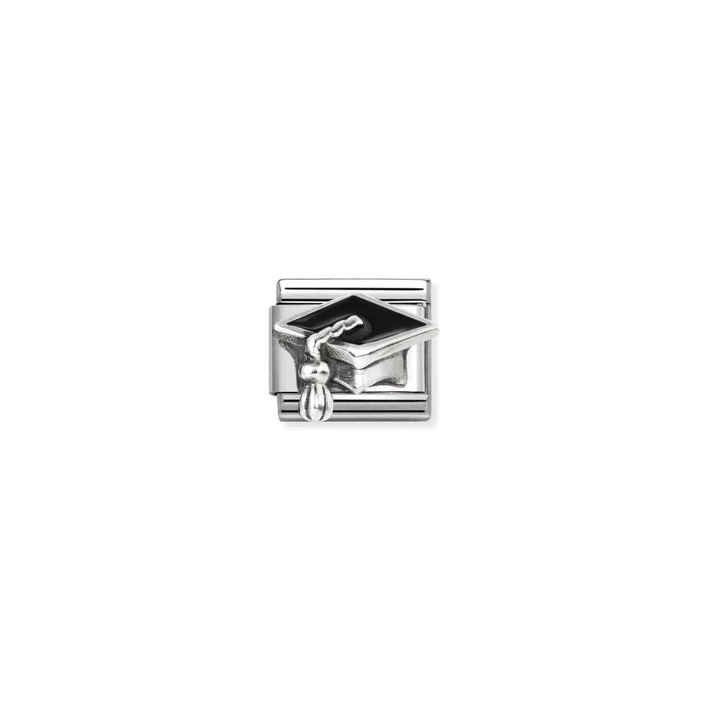 Composable Classic SYMBOLS in stainless steel, enamel and 925 sterling silver 32 Black graduation hat