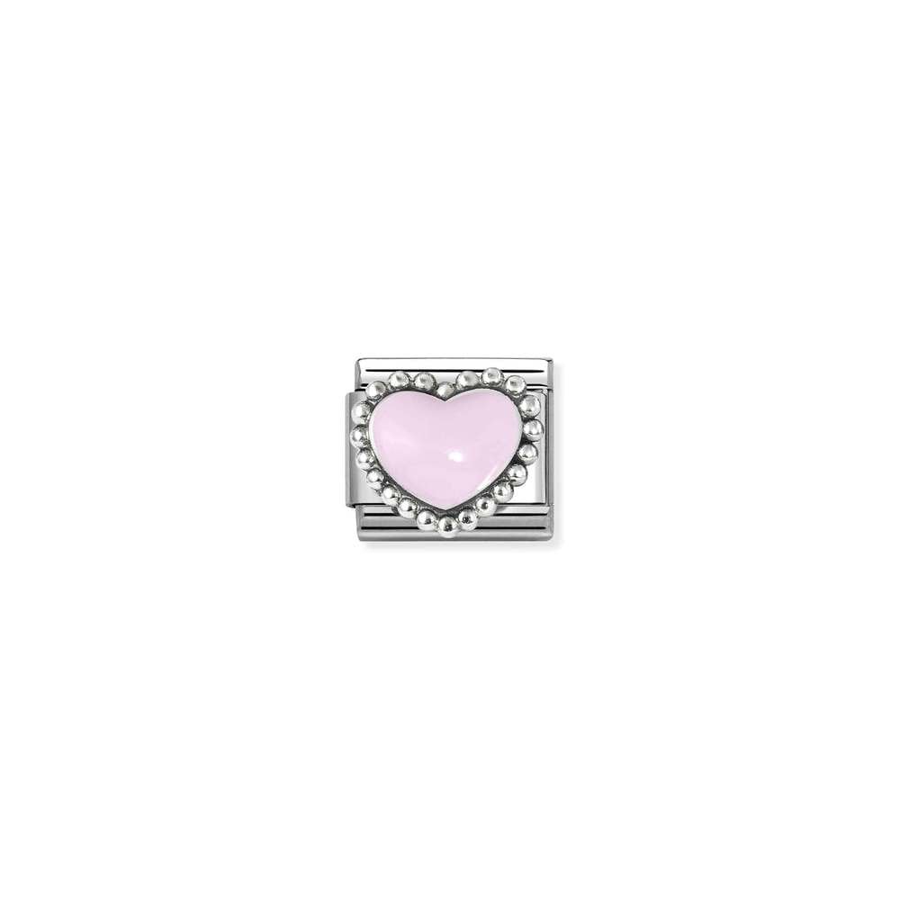 Composable Classic SYMBOLS in stainless steel, enamel and 925 sterling silver 33 Pastel Rose raised heart
