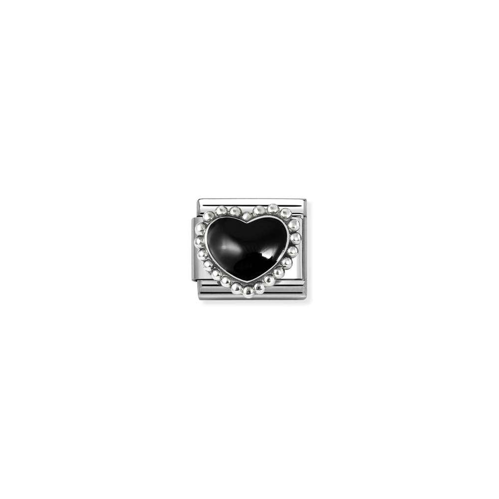 Composable Classic SYMBOLS in stainless steel, enamel and 925 sterling silver 38 Black raised heart