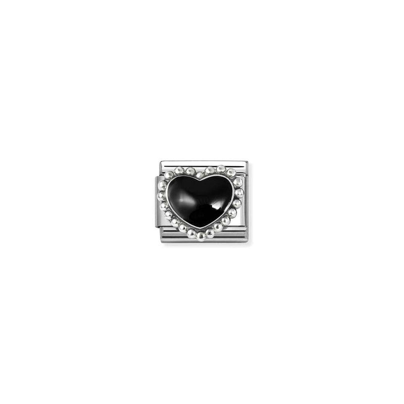 Composable Classic SYMBOLS in stainless steel, enamel and 925 sterling silver 38 Black raised heart