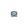 Composable FACETED CZ, steel with OXIDIZED OVAL BEADED RICH SETTING 925 silver 006 LIGHT BLUE