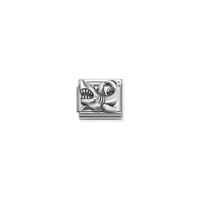 Composable Classic OXIDIZED SYMBOLS in st,steel and 925 sterling silver 87 Shark