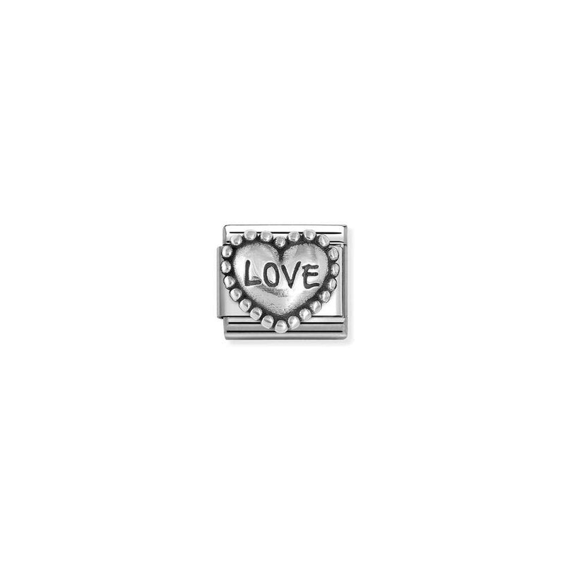 Composable Classic OXIDIZED SYMBOLS in st,steel and 925 sterling silver 88 Love dotted heart